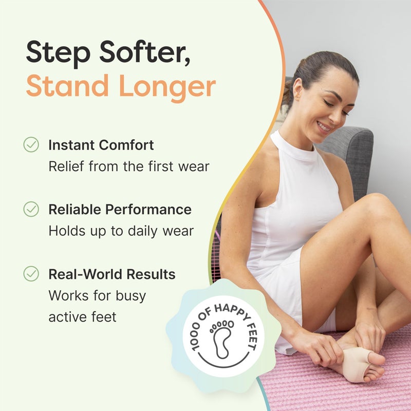 ZenToes Metatarsal Pads for Men and Women - Ball of Foot Support Cushions for Sesamoiditis, Metatarsalgia, Morton's Neuroma - 2 Pairs Fabric Sleeves with Gel Inserts (Small, Beige) - Image 3